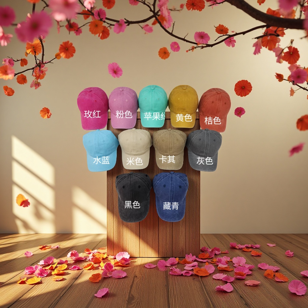 Xinluodan Hat Industry's cross-border washable, aged, lettered baseball cap is a trendy and stylish style for men and a sunshade baseball cap for women details Picture