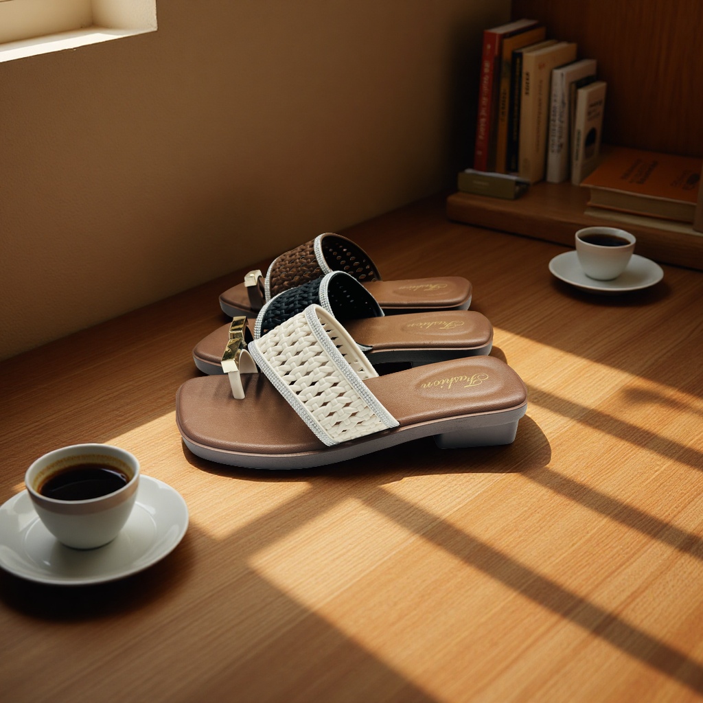 Zapatillas trenzadas de moda, adornado con hebilla de metal strobe, cómodo y versátil para mostrar temperamento Specification image