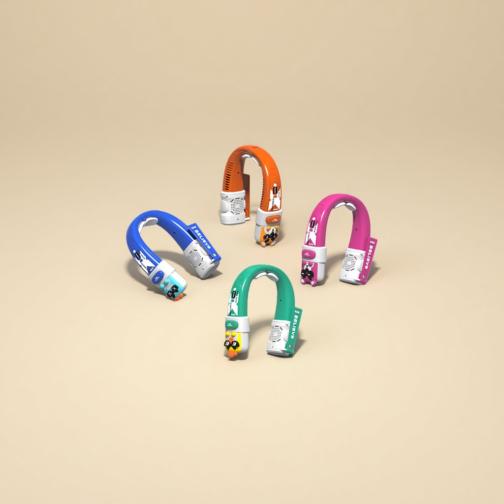 Cute and fun leafless neck-hanging digital display portable mini fan for cooling and temperature reduction Specification image