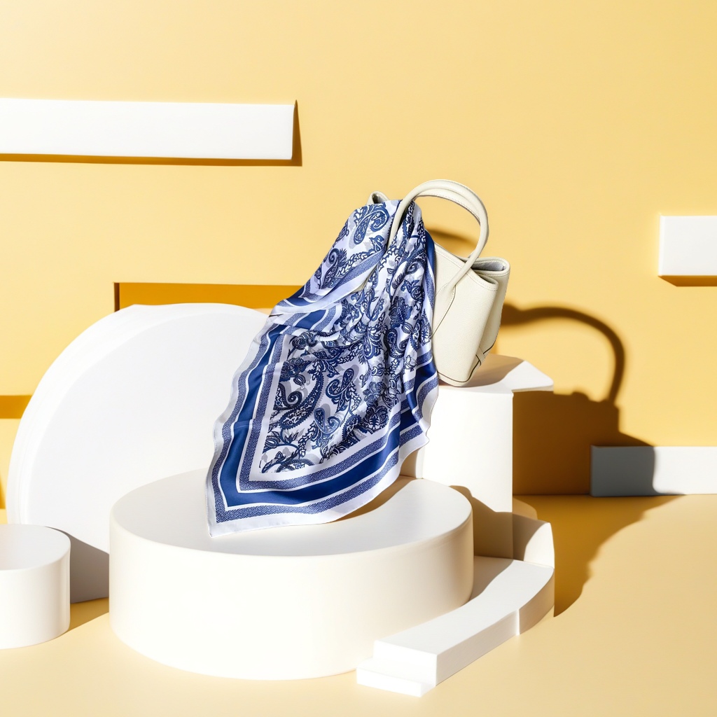 仿真丝小方巾细节图