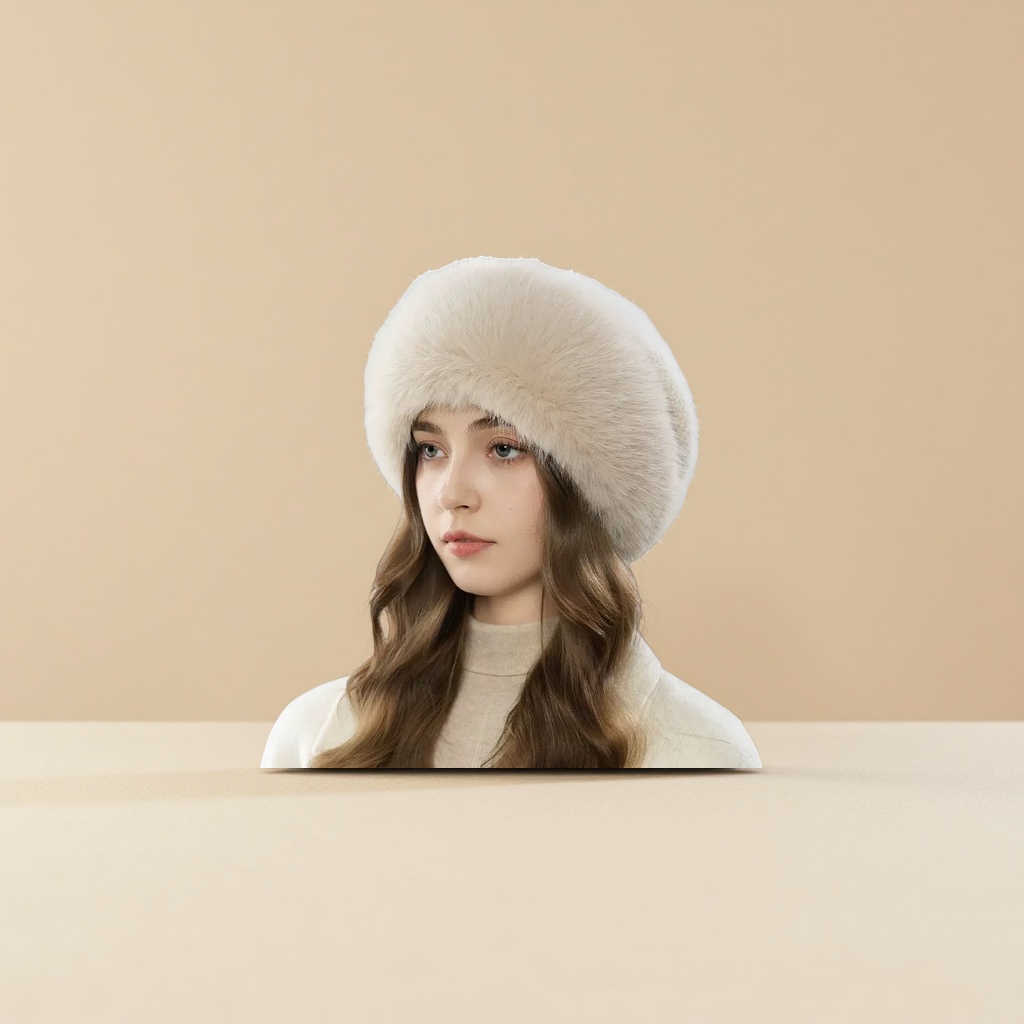 Cashmere warm hat, thickened winter women's woolen hat, windproof and warm hat details Picture