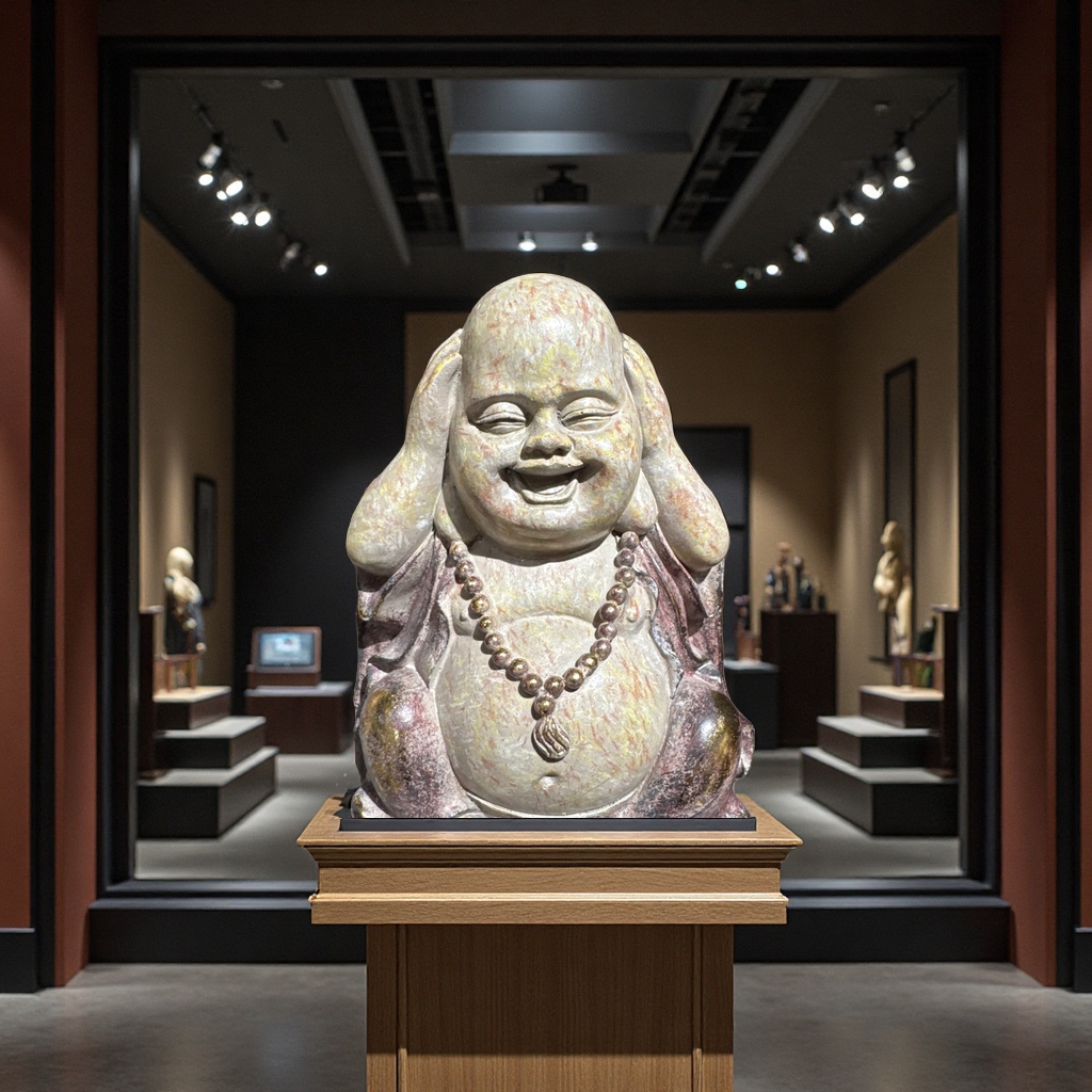 Dunhuang colorful, not to be seen, not to be heard, not to be told, large-bellied Buddha resin decorative items, Buddha statue artworks, small decorative items, cultural and creative handicrafts details Picture