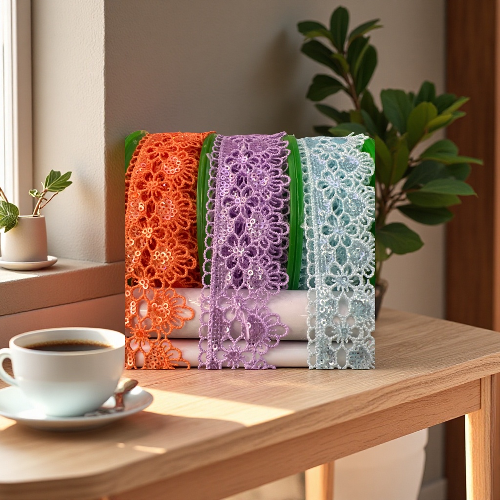 Beaded lace is used as an exquisite embroidery accessory