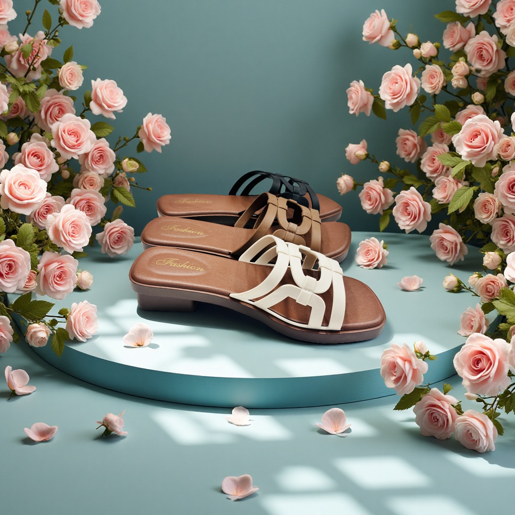 French retro-style square-toed flat slippers, simple and versatile details Picture