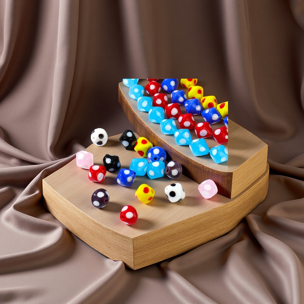 Zangliu Yuan Denggong glass polka dot Rhombic beaded matte texture diy handmade necklace, bracelet, earrings material accessories details Picture
