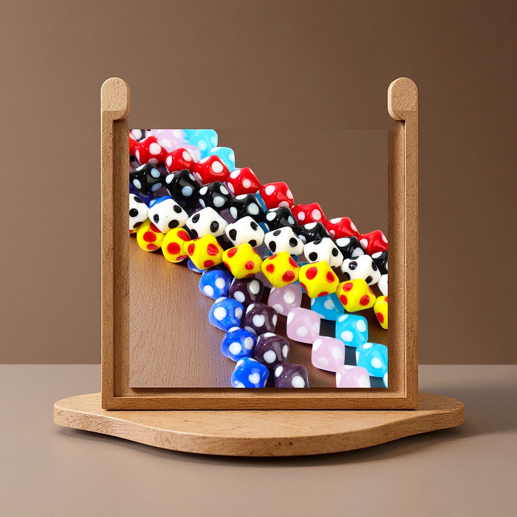 Zangliu Yuan Denggong glass polka dot Rhombic beaded matte texture diy handmade necklace, bracelet, earrings material accessories Specification image