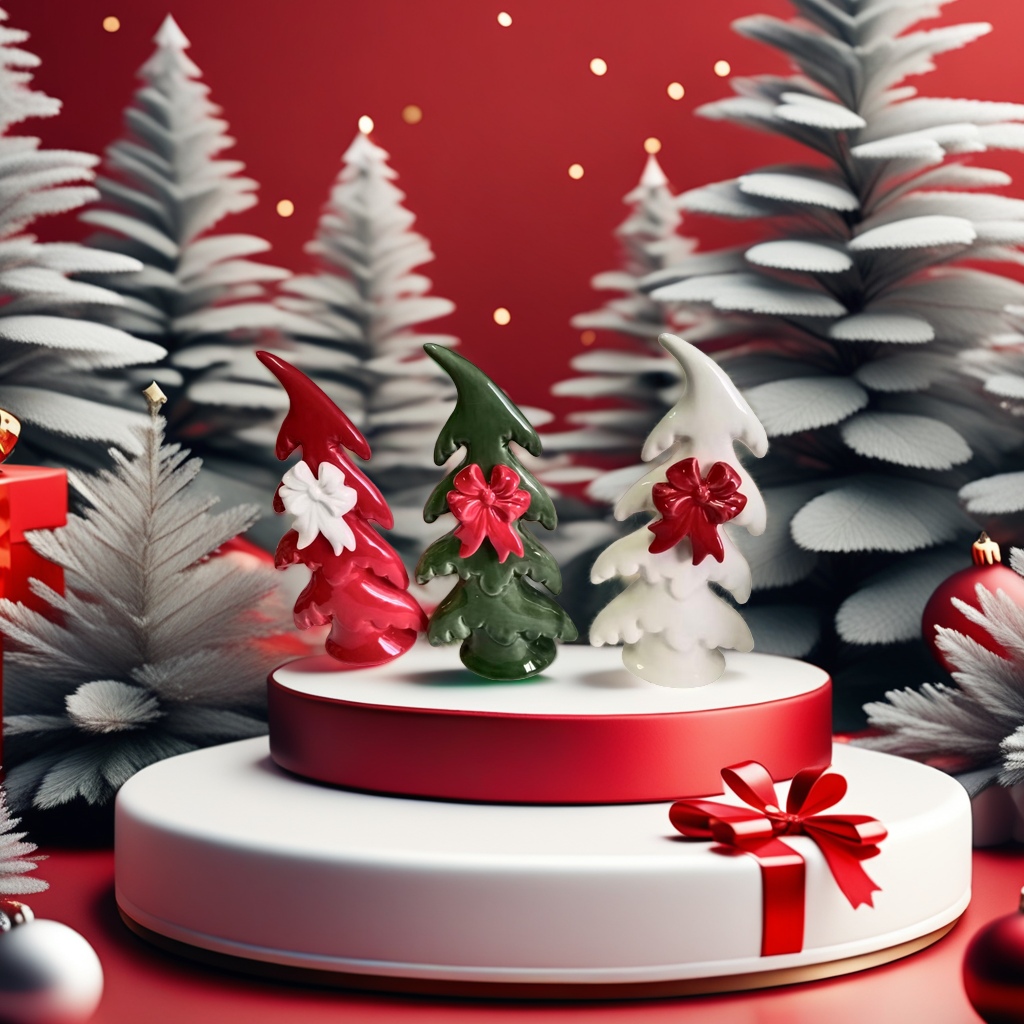 Ceramic Christmas tree ornaments, festive decorations, Christmas gifts, red and gold festive spirit Application Scenario
