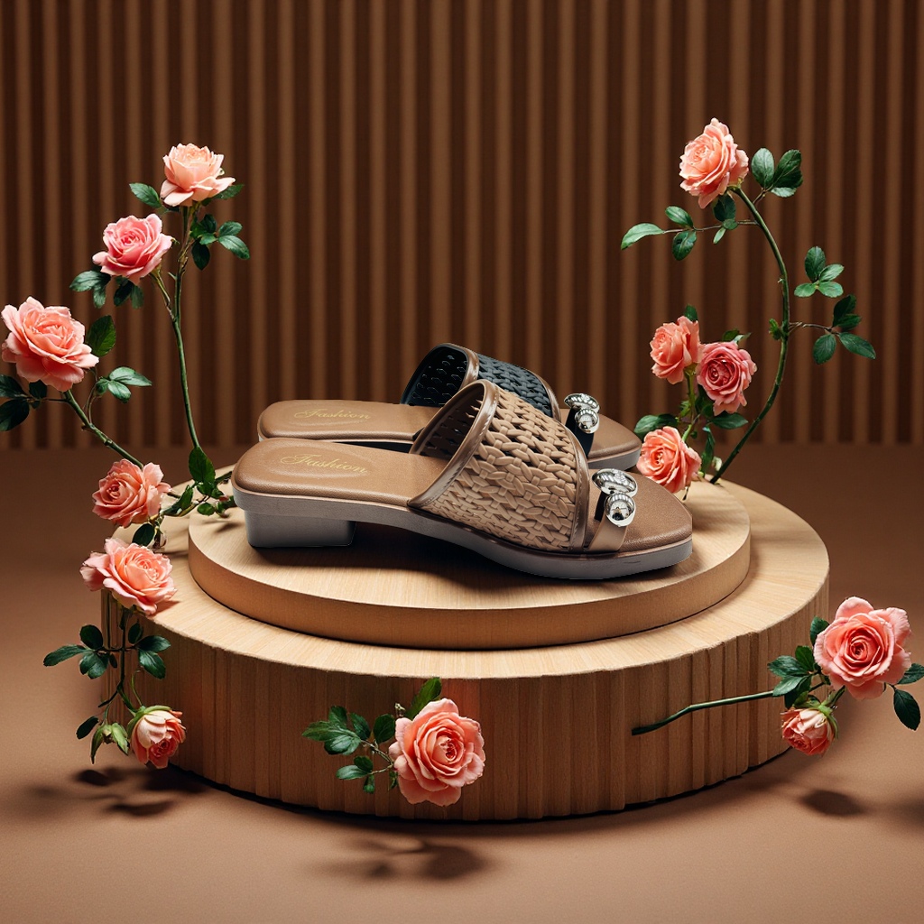 Summer women's outerwear woven flip-flops, decorated with metal buckles, are both retro and fashionable with a sense of comfort. details Picture