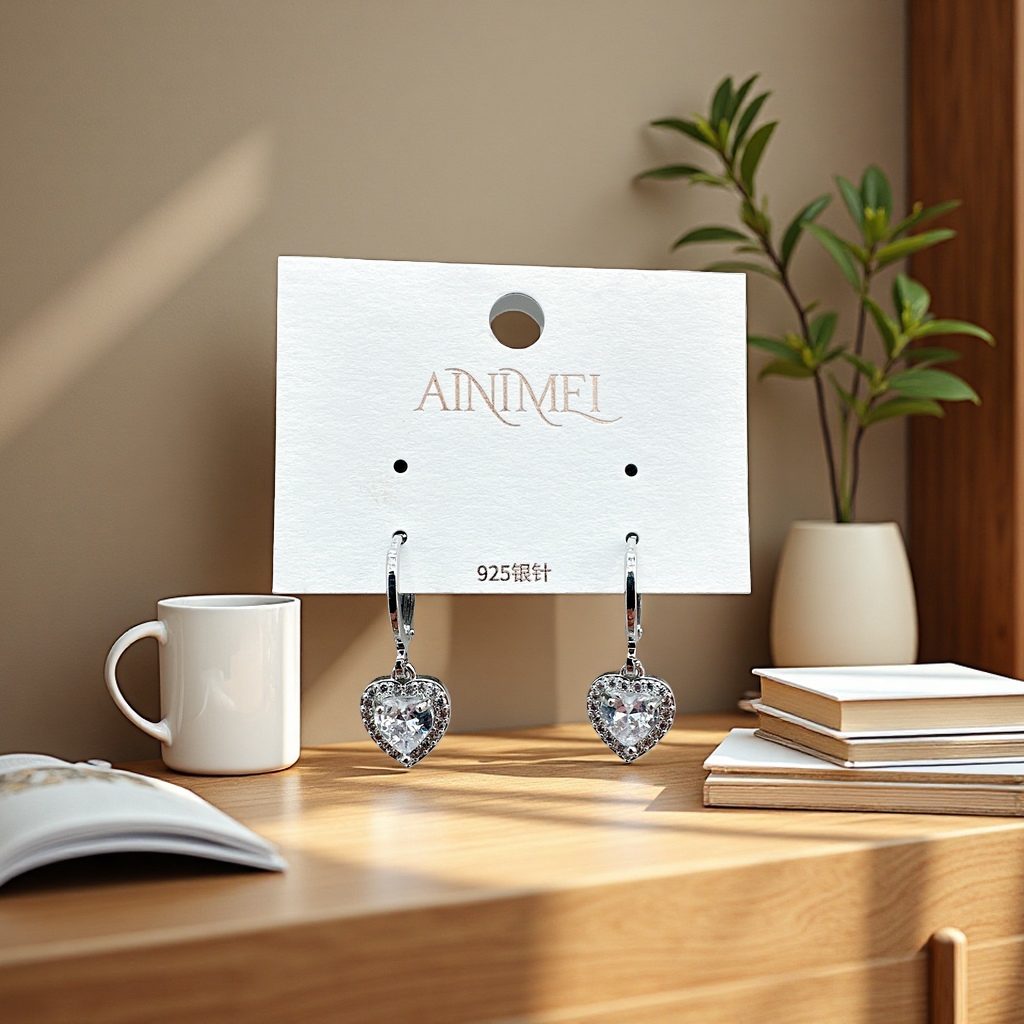 桃心弹扣耳环女简约时尚轻奢设计感耳饰