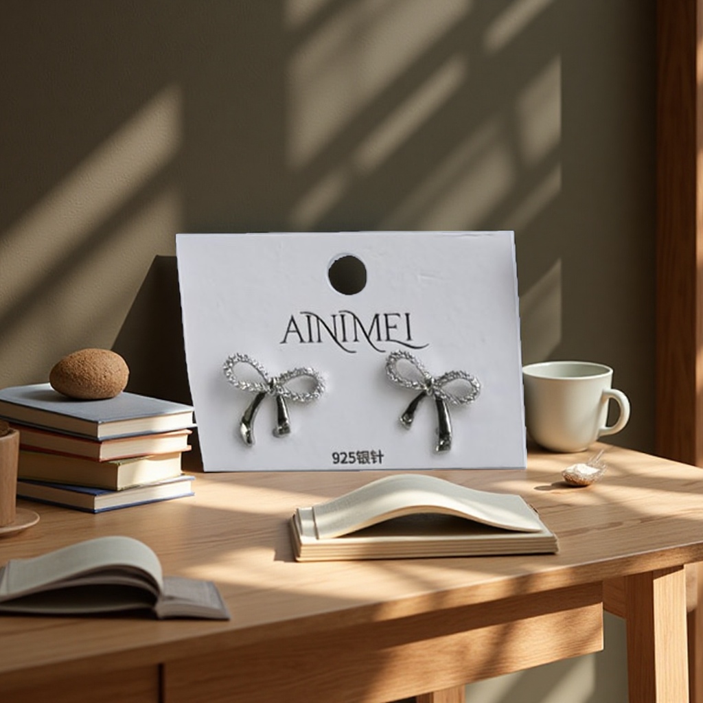 蝴蝶结精致耳钉小巧可爱时尚饰品女生礼物