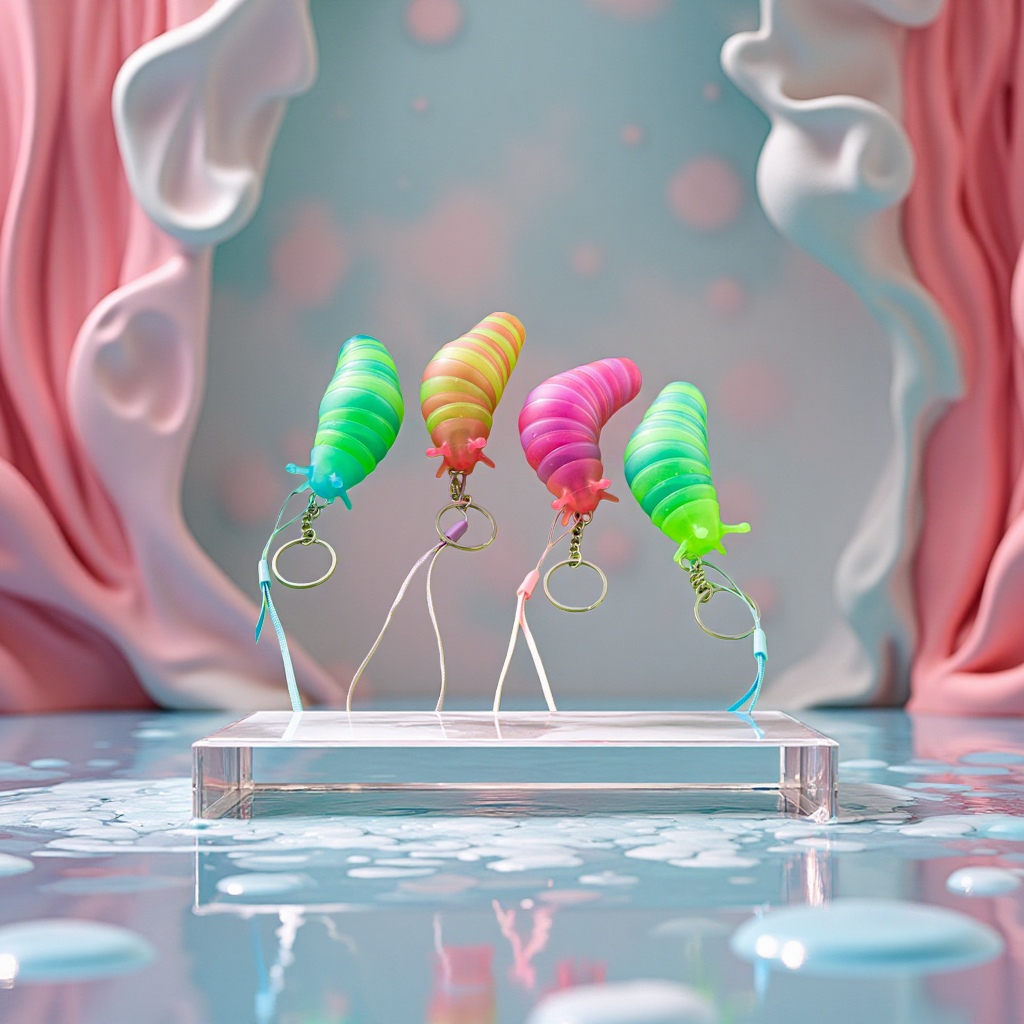 玩具标题：彩虹六角恐龙解压玩具 可动扭扭乐 钥匙扣挂件产品图