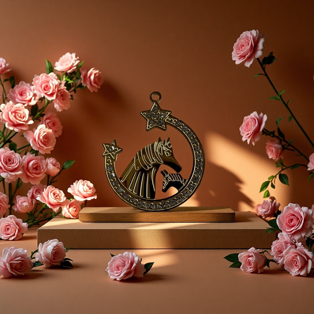 马吊坠时尚简约金属项链女个性潮流饰品礼物