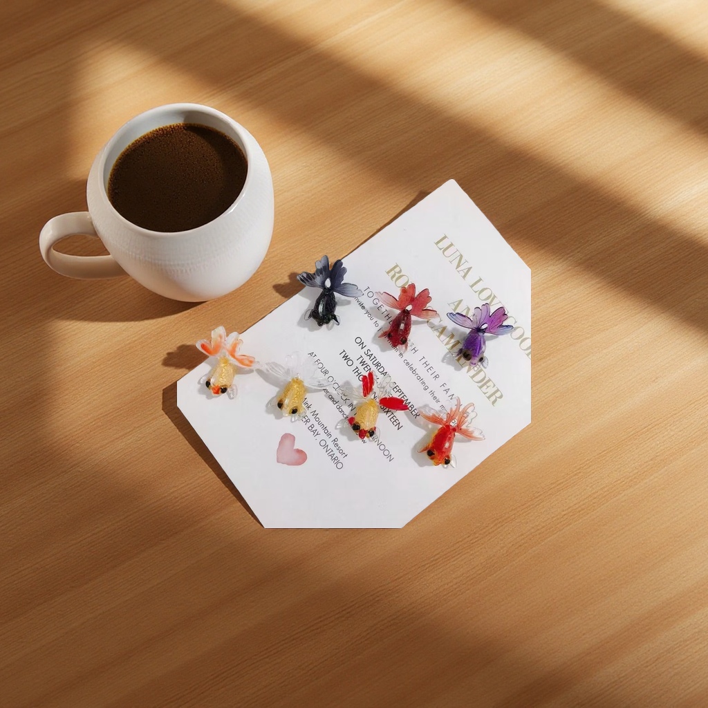 热缩金鱼迷你装饰品小金鱼热缩片手工DIY材料包