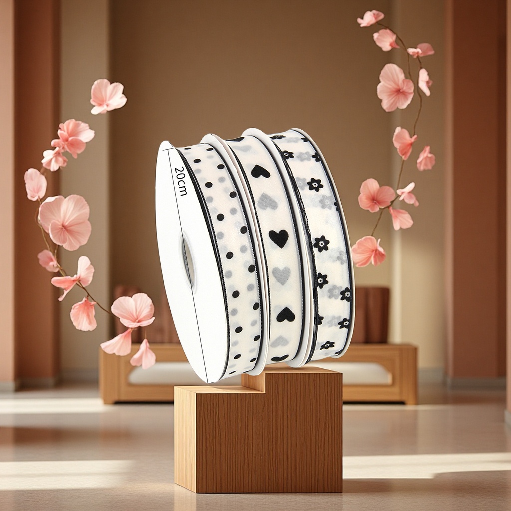3.8cm flocking, flowing snow gauze ribbon, DIY bow, flower shop gift box, ribbon hair accessory webbing details Picture
