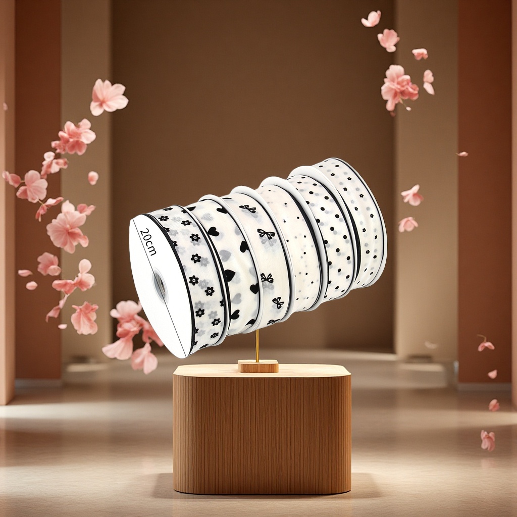 3.8cm flocking, flowing snow gauze ribbon, DIY bow, flower shop gift box, ribbon hair accessory webbing Specification image