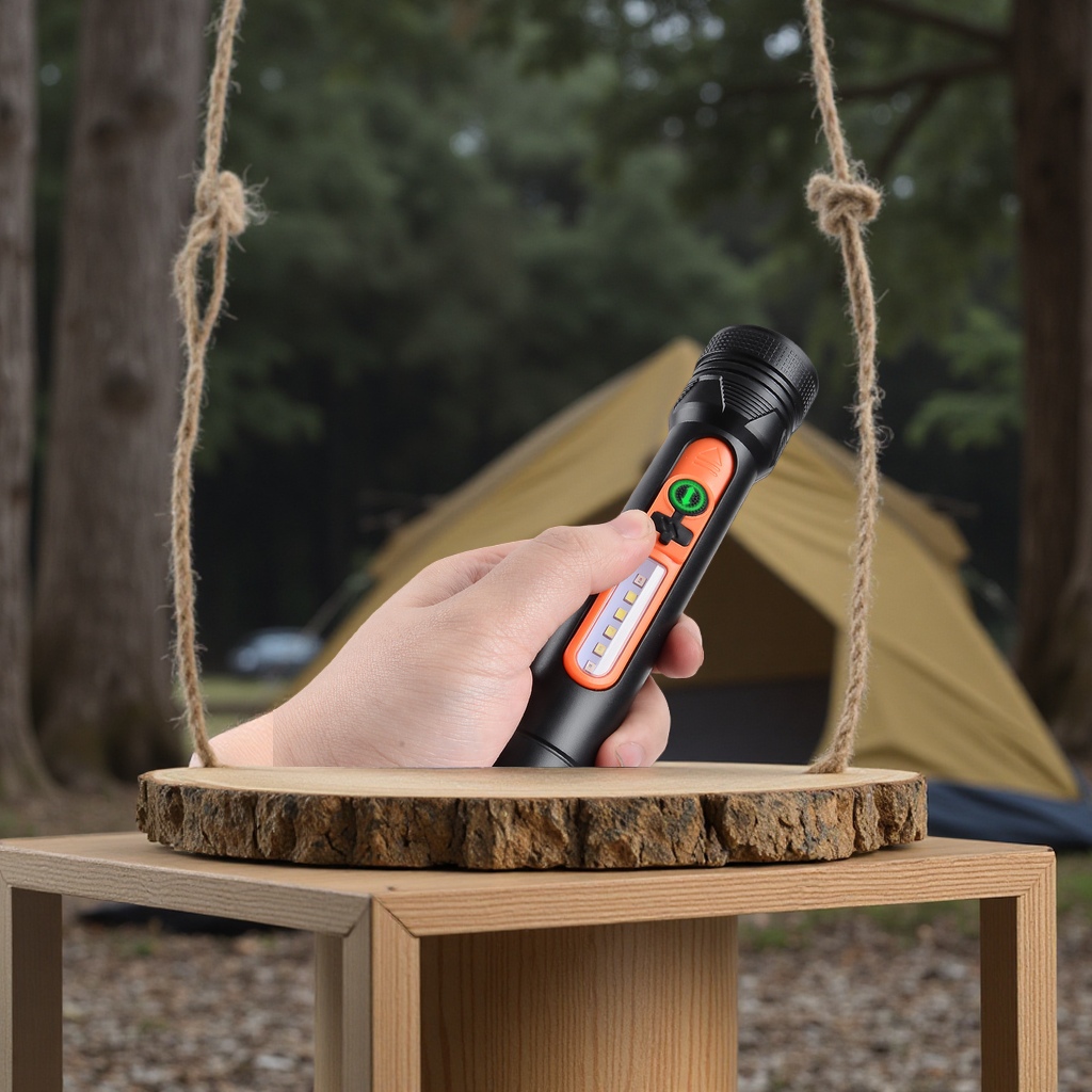 Multi-functional LED light, white laser flashlight, rechargeable telescopic zoom work light, outdoor internet-famous camping light Application Scenario