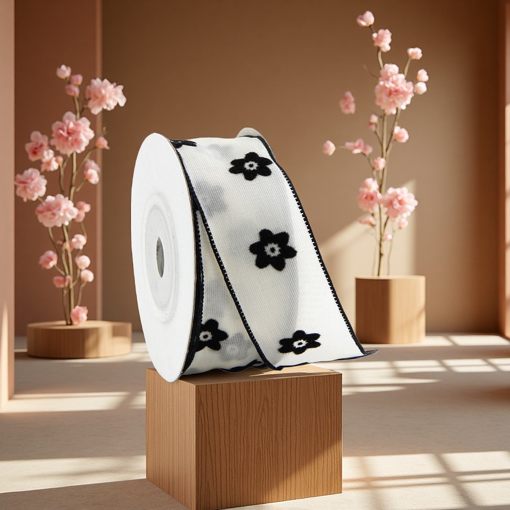 3.8cm flocking, flowing snow gauze ribbon, DIY bow, flower shop gift box, ribbon hair accessory webbing Item Picture