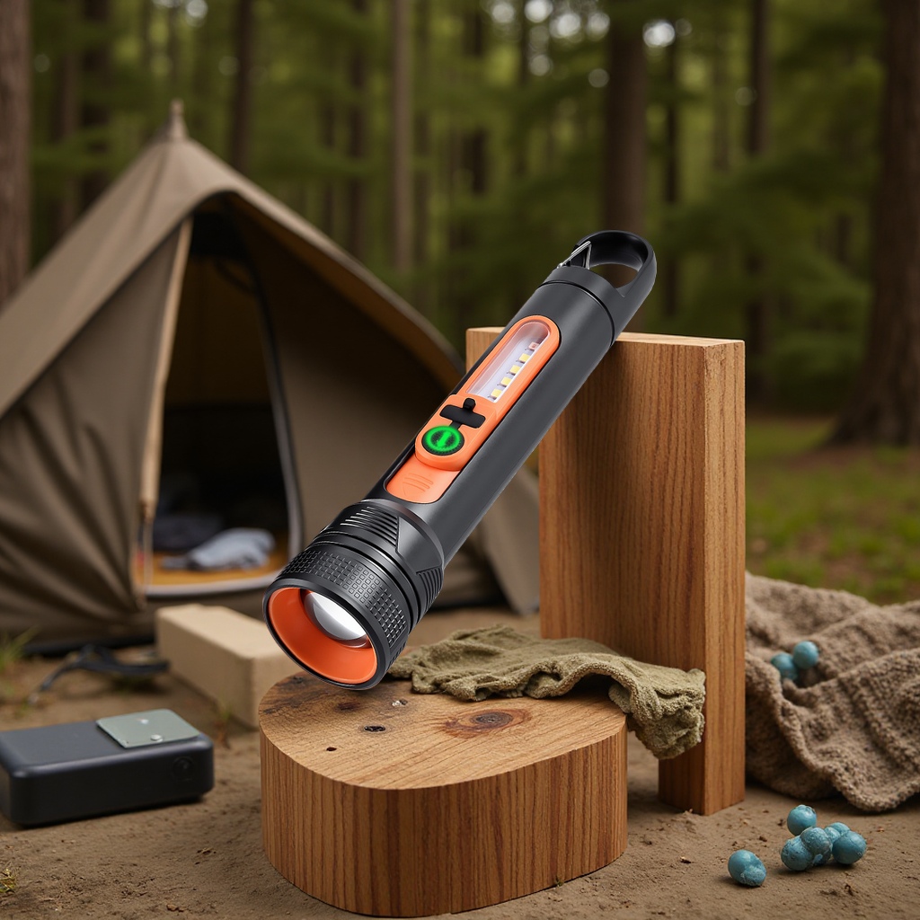 Multi-functional LED light, white laser flashlight, rechargeable telescopic zoom work light, outdoor internet-famous camping light Item Picture