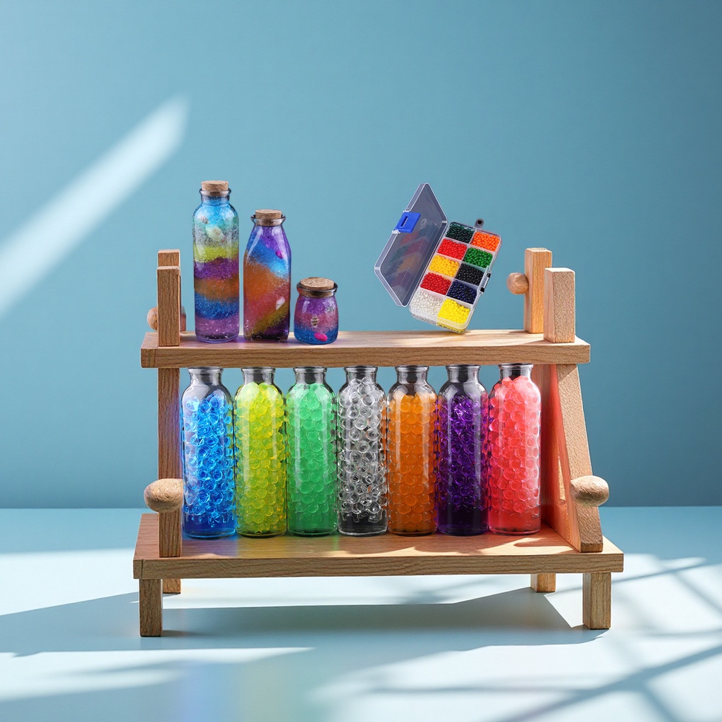 A complete set of DIY materials for the wishing bottle to expand when soaked in water, children's hands-on starry sky ocean glass bottle, wooden stopper drift bottle, hydroponic plant bottle, ecological bottle details Picture