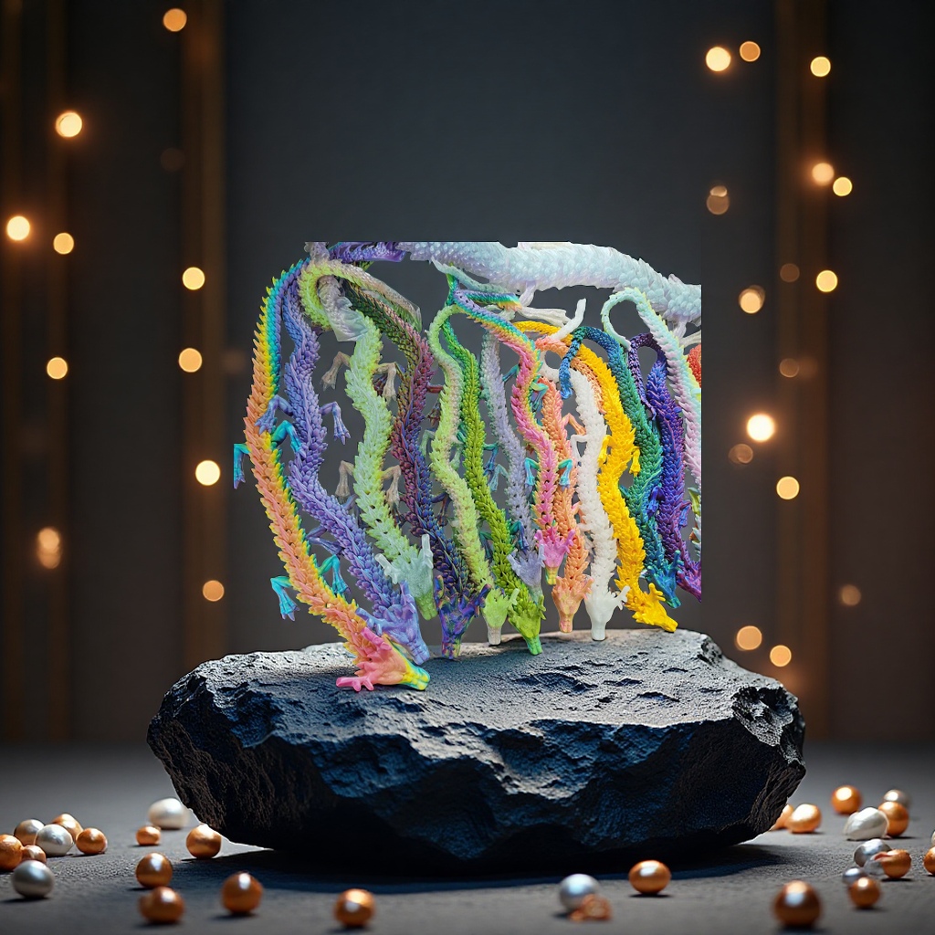 厂家批发3D打印中国龙摆件3d打印龙摆件炫彩水晶龙玩具龙关节龙 细节图