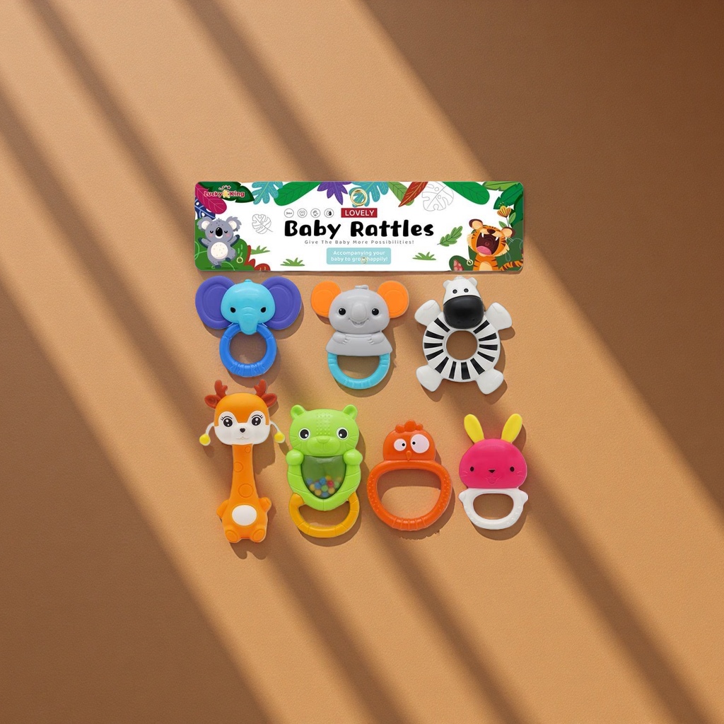 卡通婴儿摇铃7件套益智早教安抚音乐摇铃卡通动物铃