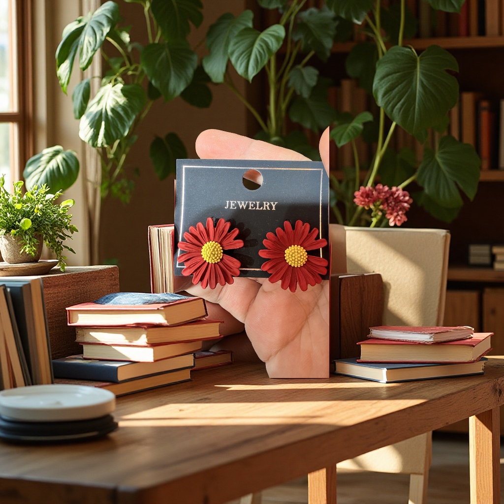 流行欧美韩系花朵设计耳钉简约时尚饰品喷漆彩色耳钉不锈钢
