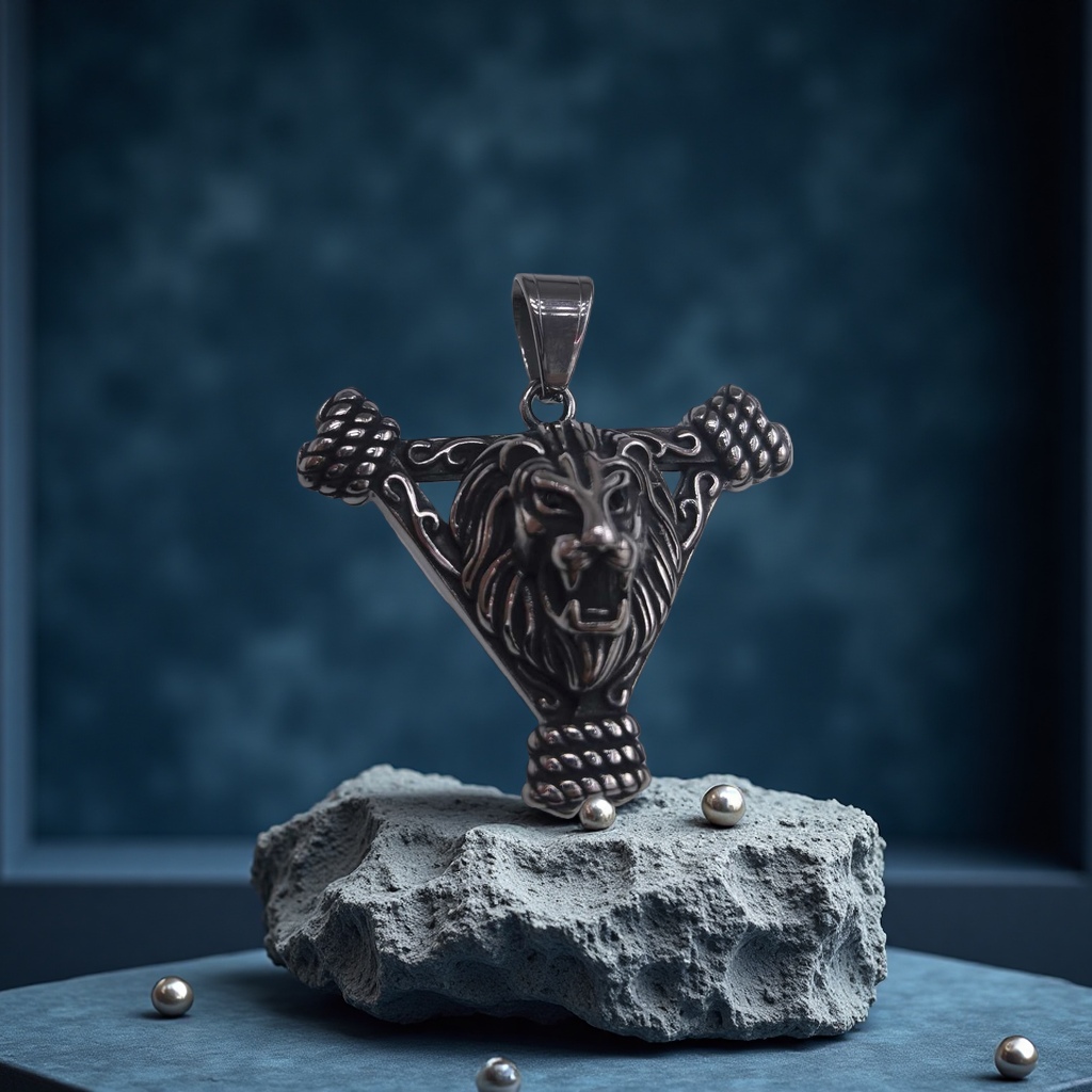 不锈钢暗黑风欧美潮流男士吊坠威猛狮子头不规则设计