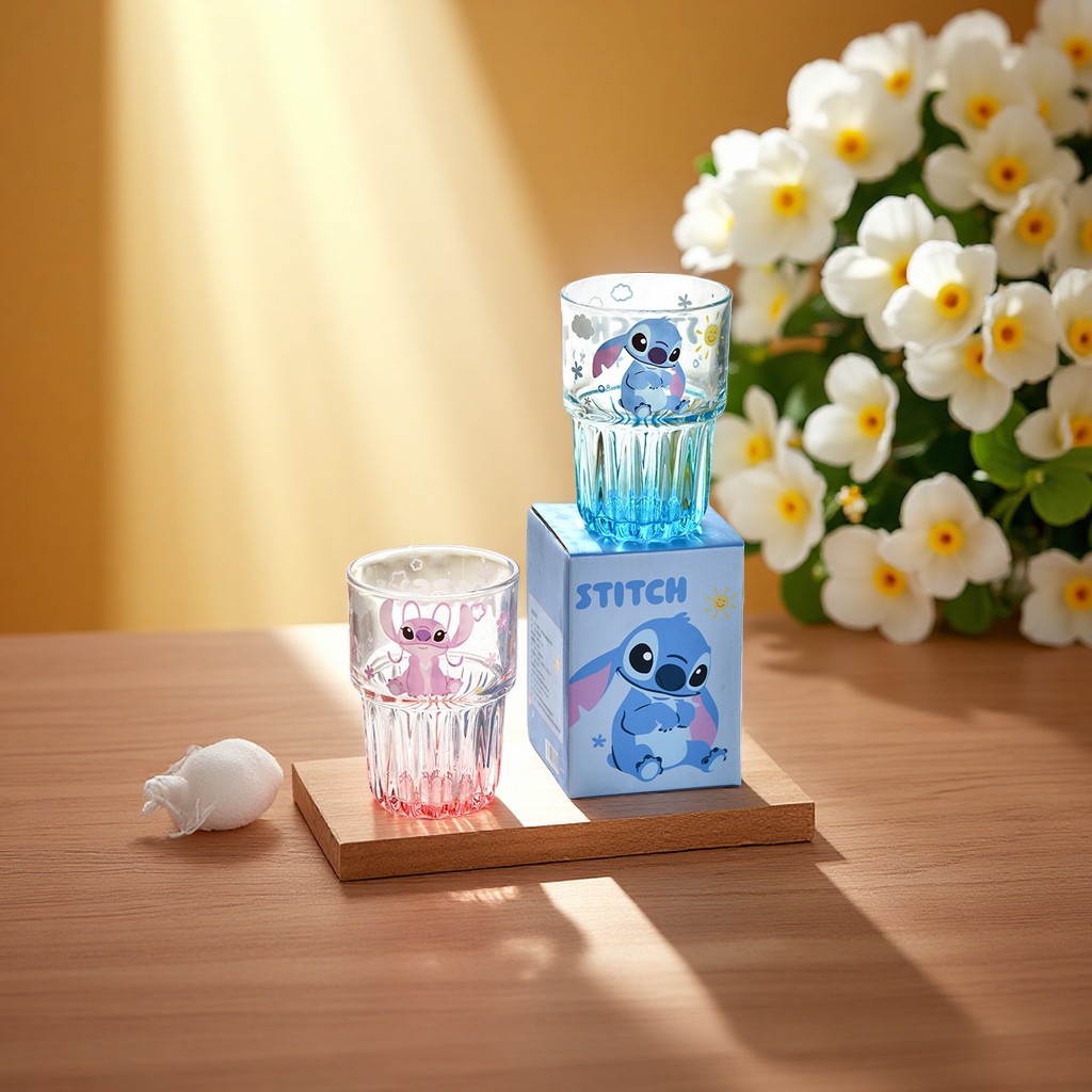 Creative cartoon Angel Glass vertical pattern Double Festival cups, cute birthday gifts, drinking cups, breakfast milk cups wholesale