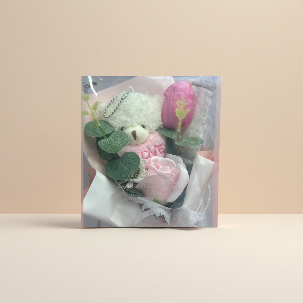 小熊香皂花礼盒送女友生日礼物可食用香皂礼盒装