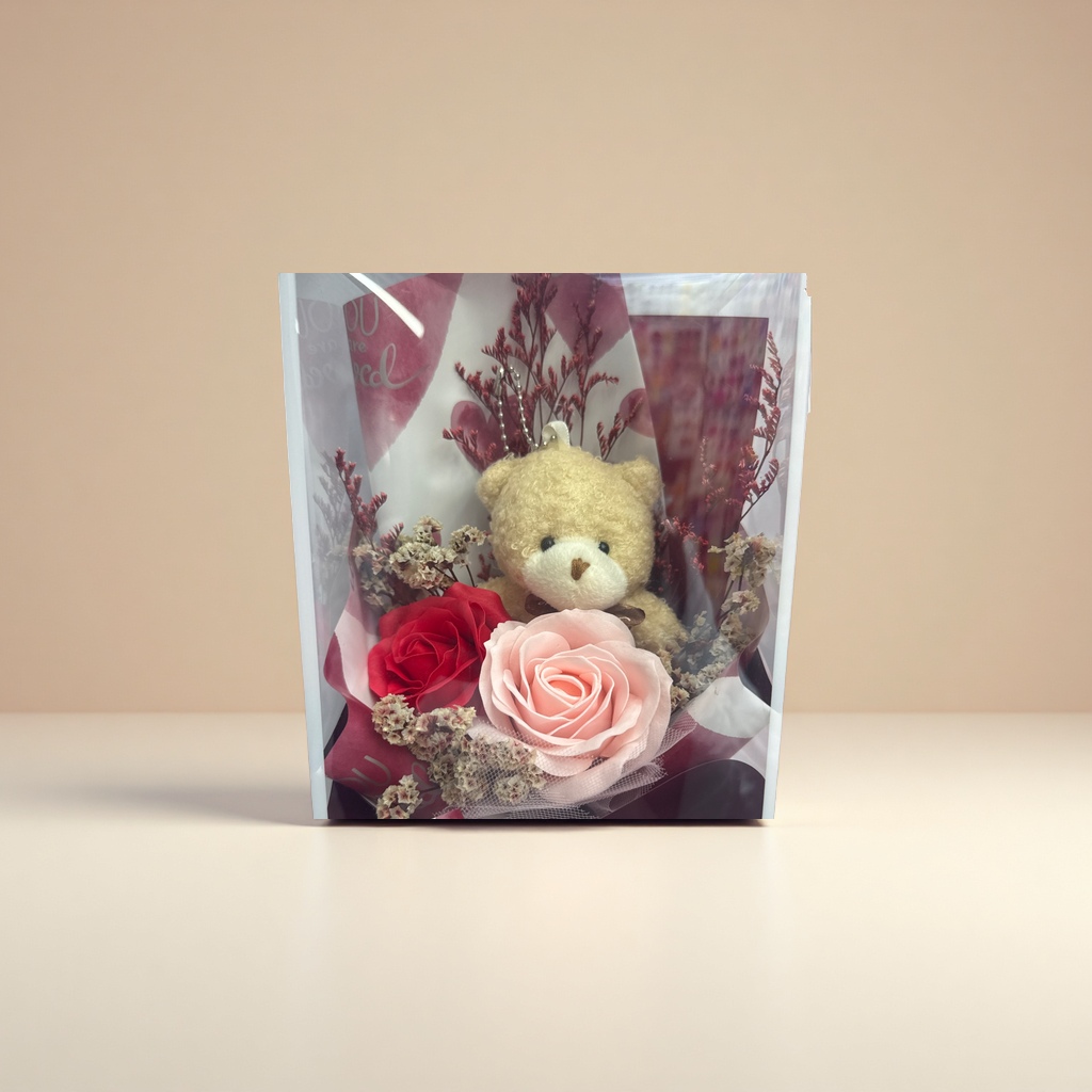 小熊香皂花礼盒送女友生日礼物可食用香皂礼盒装产品图