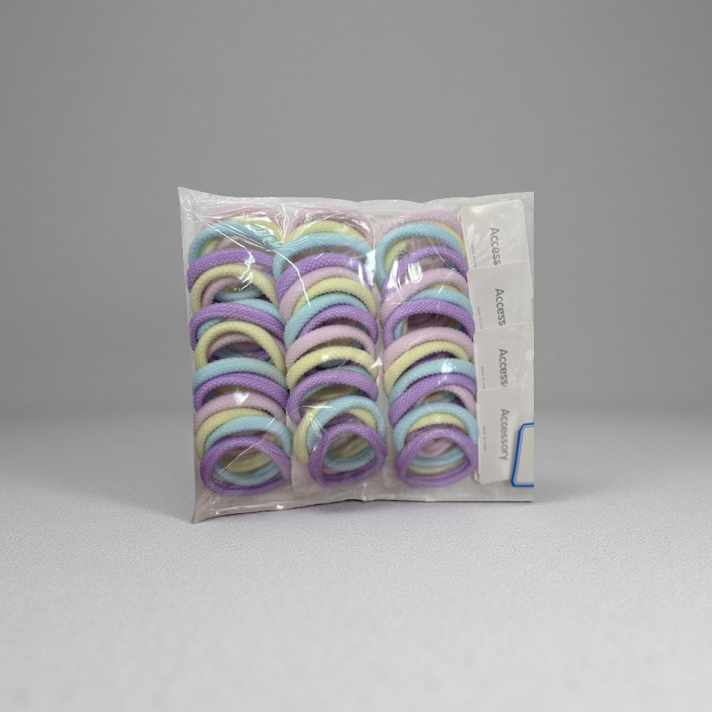 高弹力条纹无接缝发圈4条卡装高级感提花款吊牌头绳袋装一打48条高品质尼龙毛巾圈