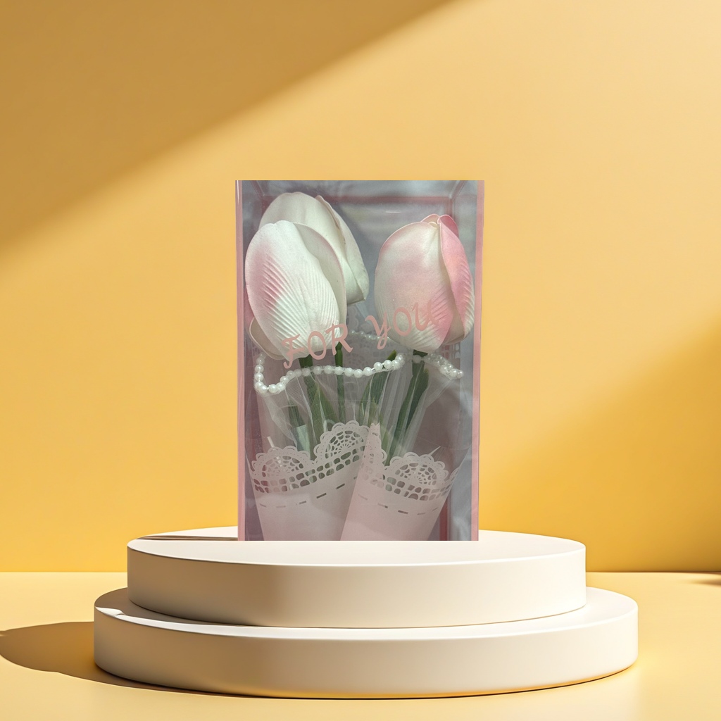 粉白郁金香香皂花礼盒套装送女友生日礼物产品图