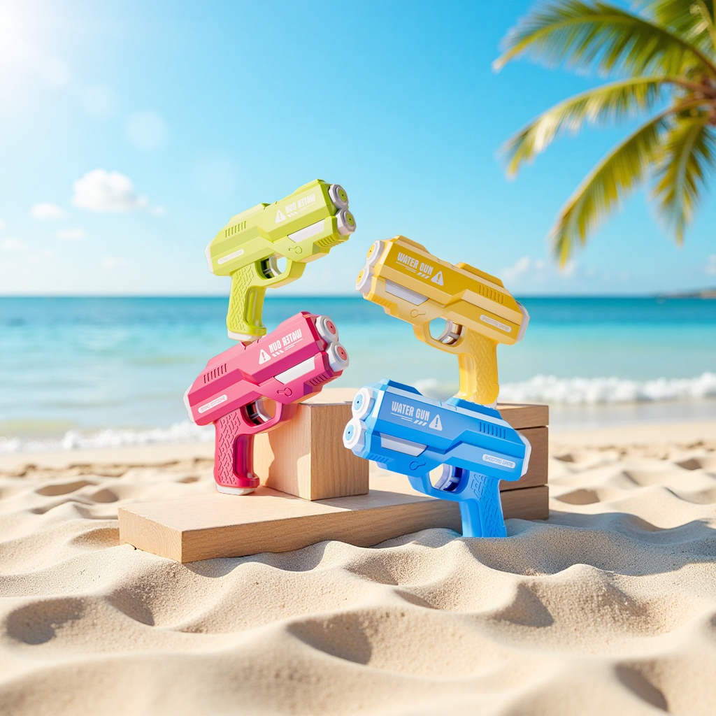 跨境双喷头按压式儿童水枪男孩夏天户外戏水玩具沙滩呲水批发地摊