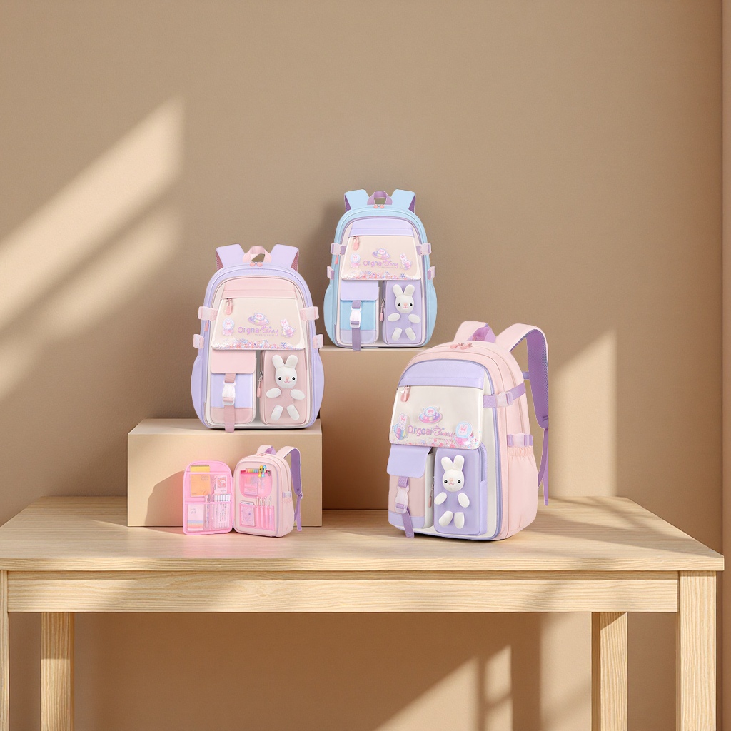 新款跨境护脊轻便减负学校双肩包女童儿童小学生书包批发