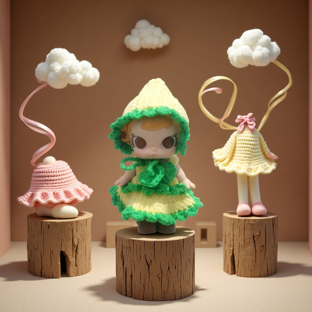 手工钩织10厘米潮玩娃娃娃衣裙子毛线钩织