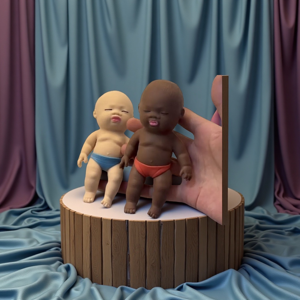 网红娜塔莎黑娃娃玩具解压可摔扁搞怪整蛊捏捏乐仿真婴儿玩偶细节图