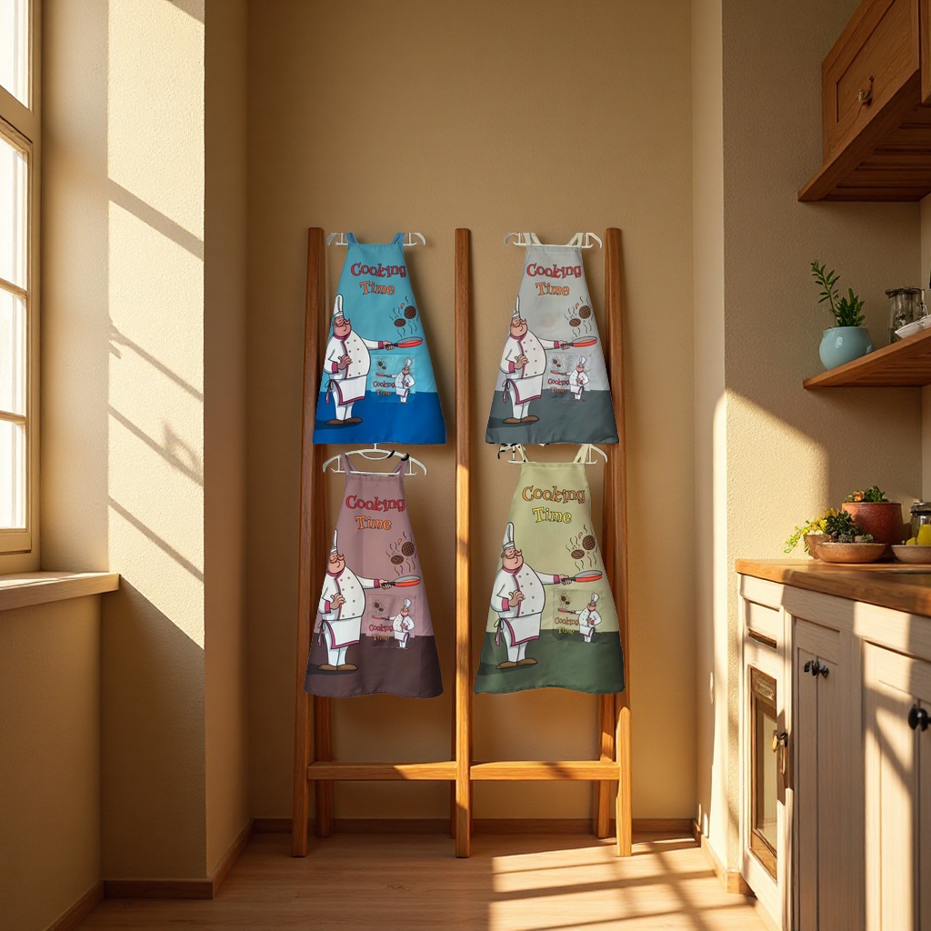 印花围裙白底实物图