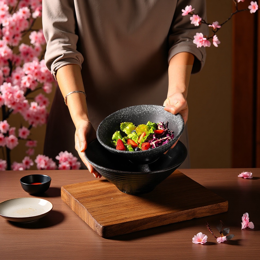 Japanese large ramen bowl, ceramic soup bowl, creative tableware set, commercial douwan Specification image