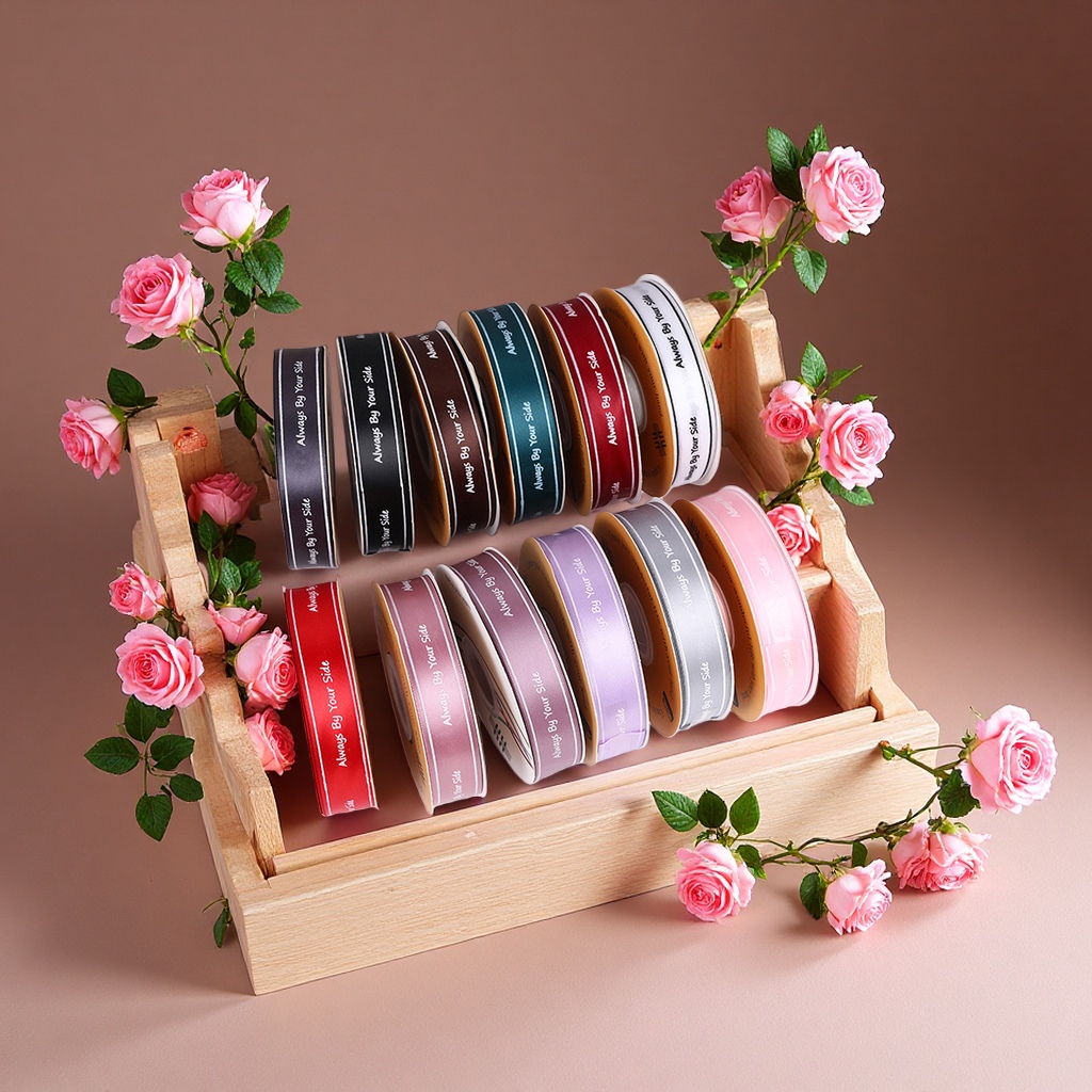 Creative polyester color printed English ribbons, DIY bow decorative ribbons, wedding and festival baking gift packaging straps