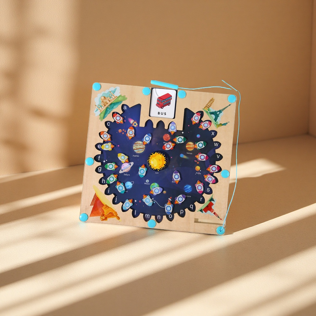 Baby magnetic color classification, positioning, counting board, pen movement maze, math enlightenment, cognitive matching, wooden toys Item Picture