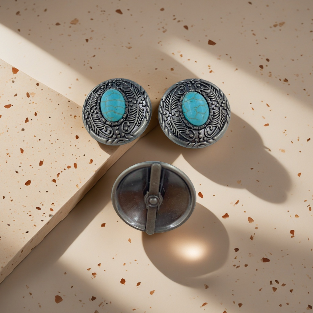 DIY材料仿蓝松石唐草花财布扣鞋扣箱包装饰硬币扣细节图