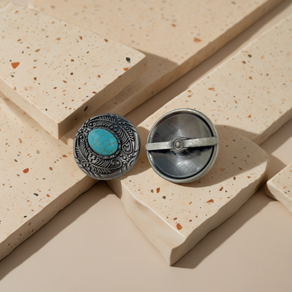 DIY材料仿蓝松石唐草花财布扣鞋扣箱包装饰硬币扣产品图