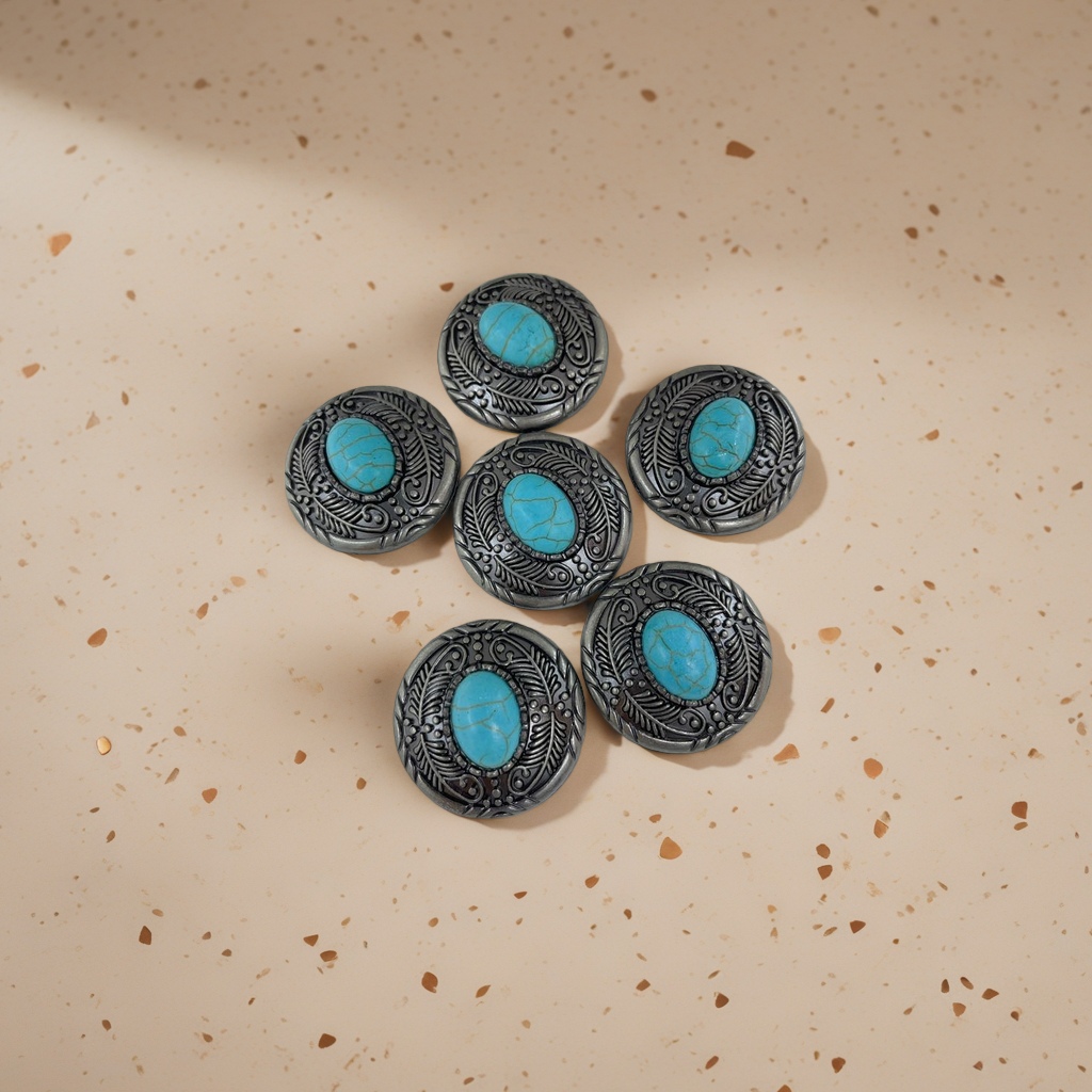 DIY材料仿蓝松石唐草花财布扣鞋扣箱包装饰硬币扣白底实物图