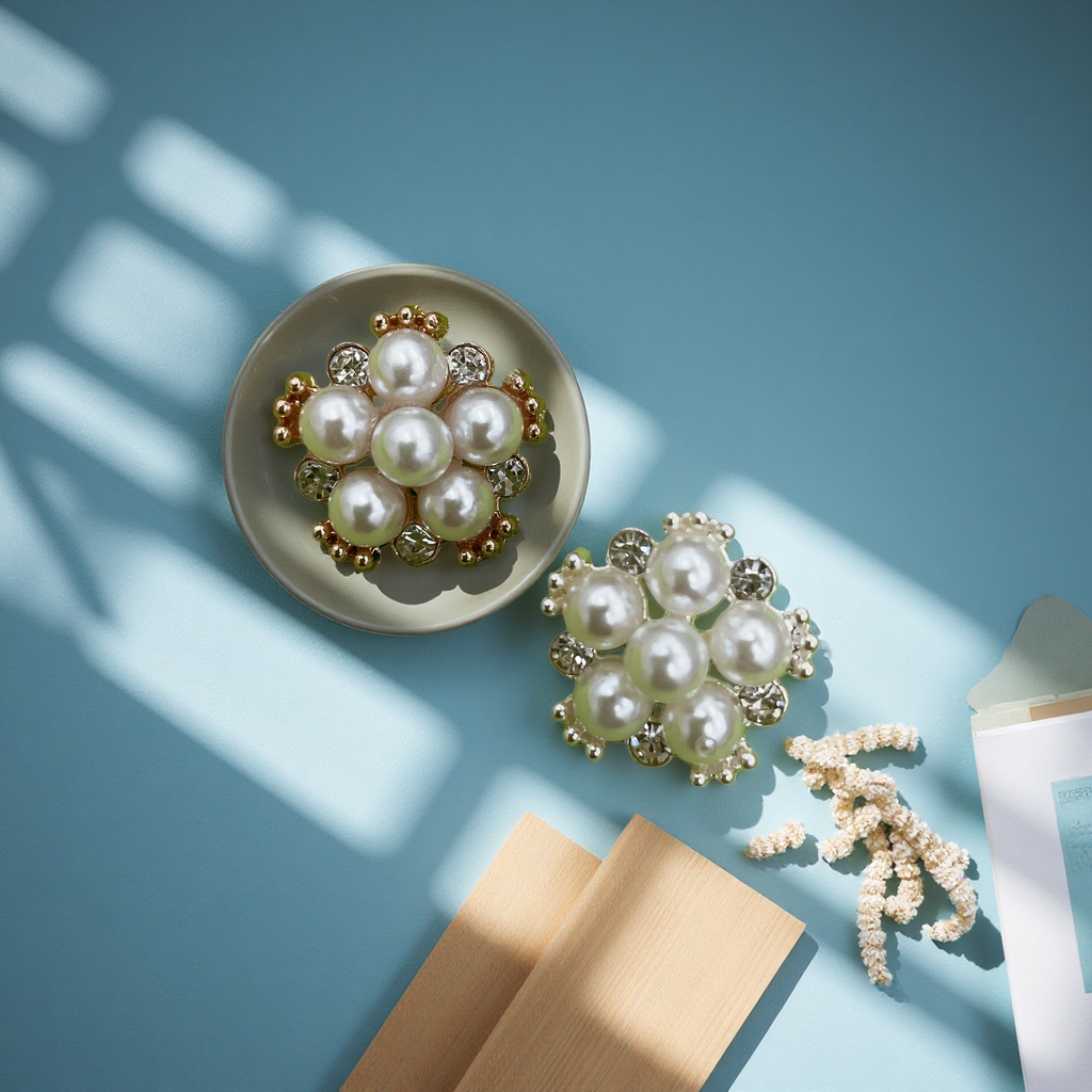 花朵珍珠钻扣小香风金属扣子手缝装饰扣大衣套装