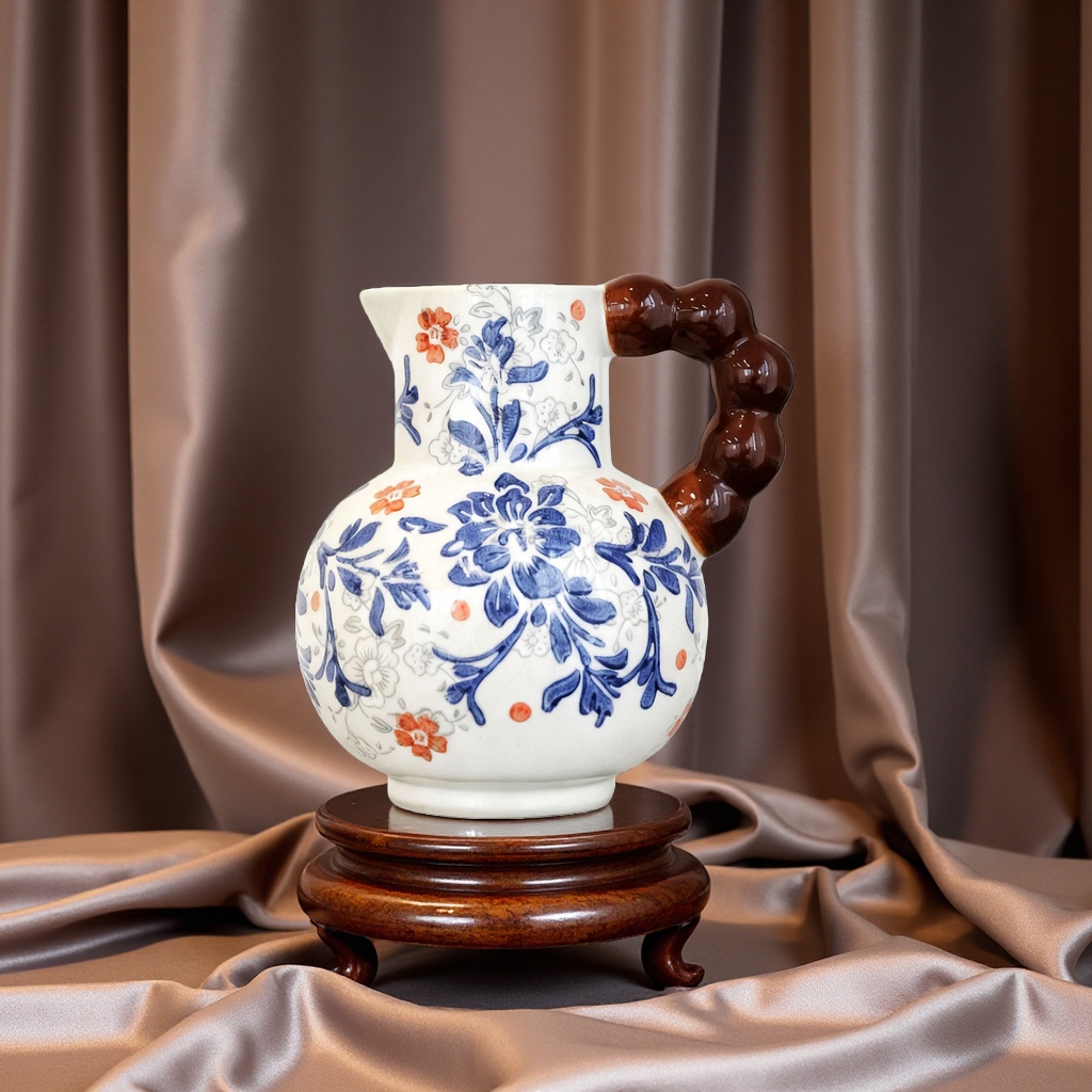 Azul y azul porcelana pintada a mano nuevo chino retro peonía jarrón de cerámica alta apariencia horizontal sala de estar basalto arreglo de flores arreglo de flores Item Picture