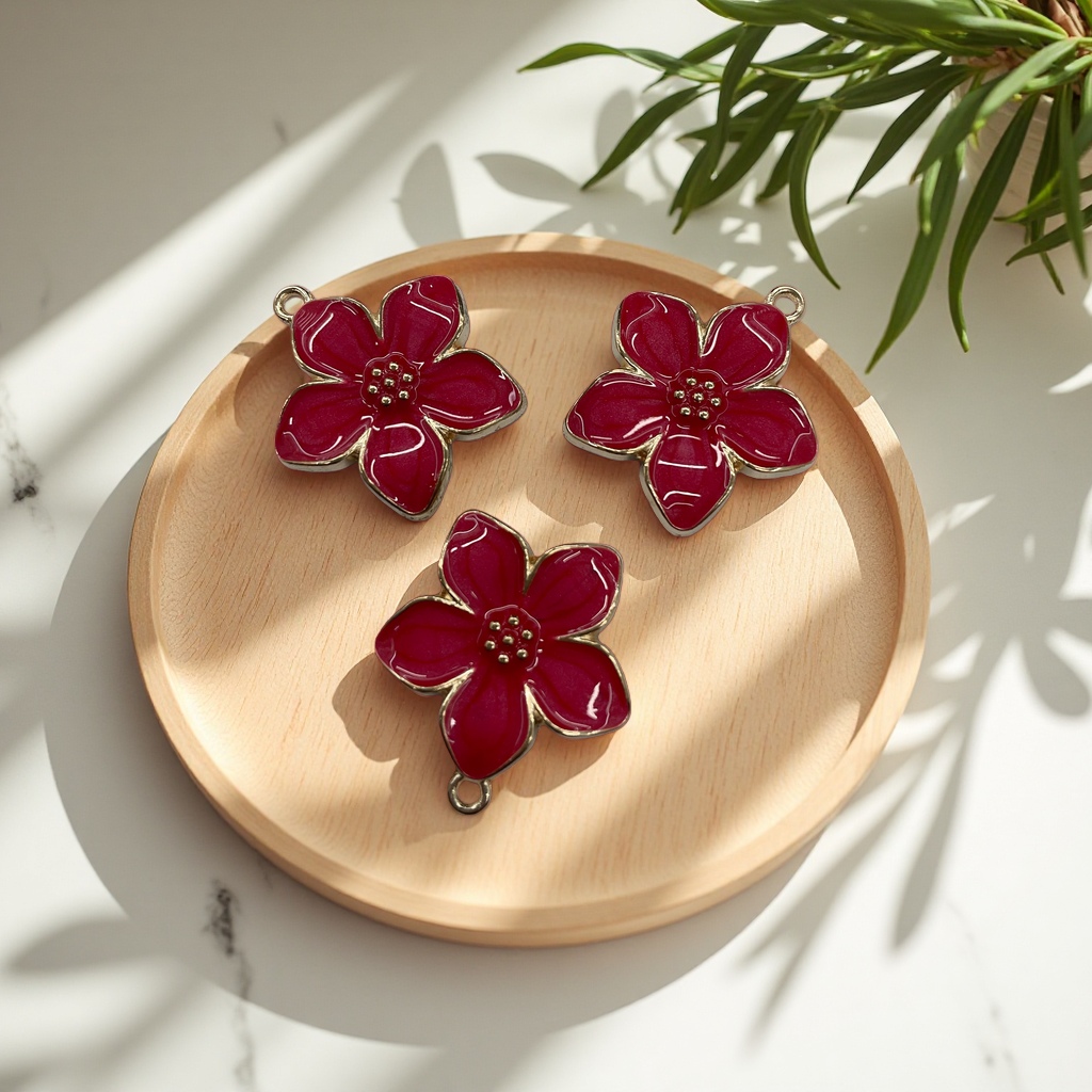 樱花泫雅风合金滴油DIY饰品配件吊坠耳饰手链发饰服饰配件细节图