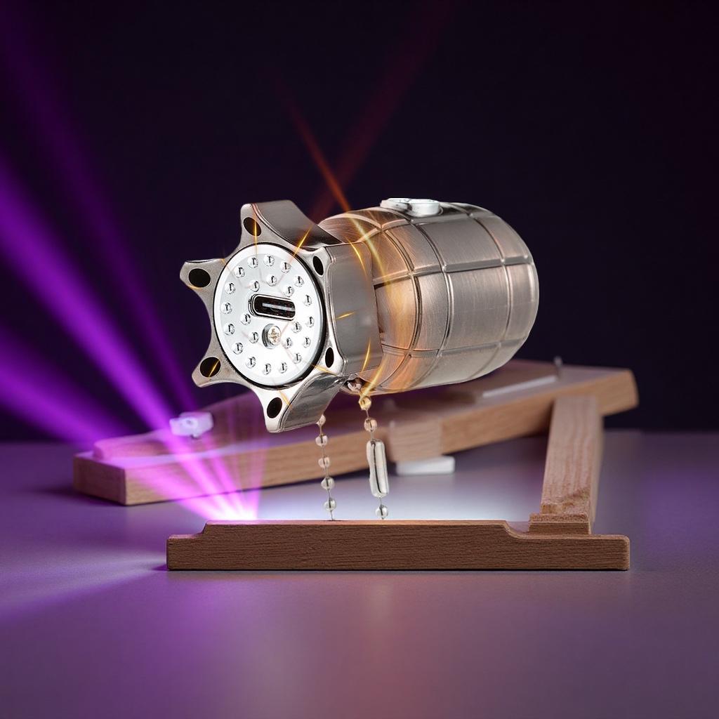 Three-in-one grenade, laser pen, cat toy, purple and white light, rotating gyroscope, keychain, laser light, Type-C, charging Specification image
