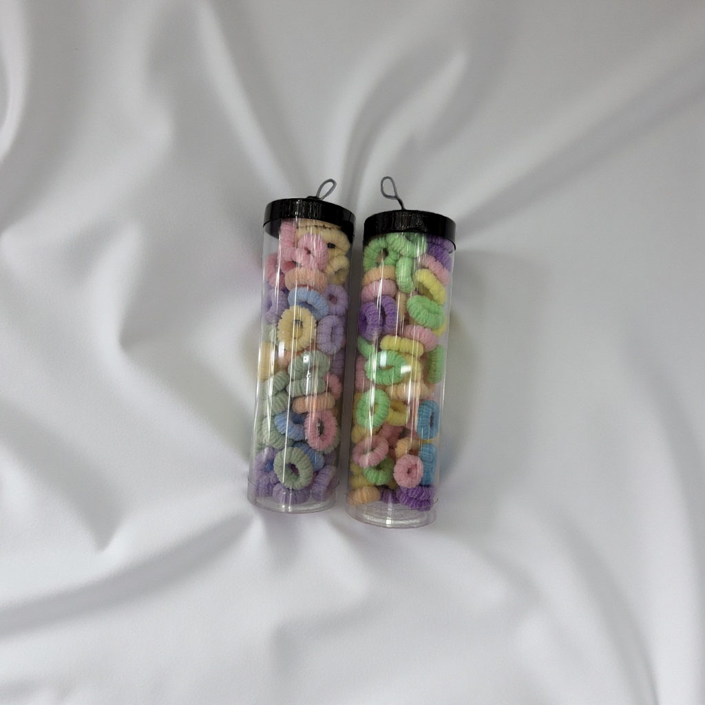 儿童可爱爆米花毛巾圈头绳扎头发发圈女童时尚发饰绑头发70个桶装高弹力高颜值头绳