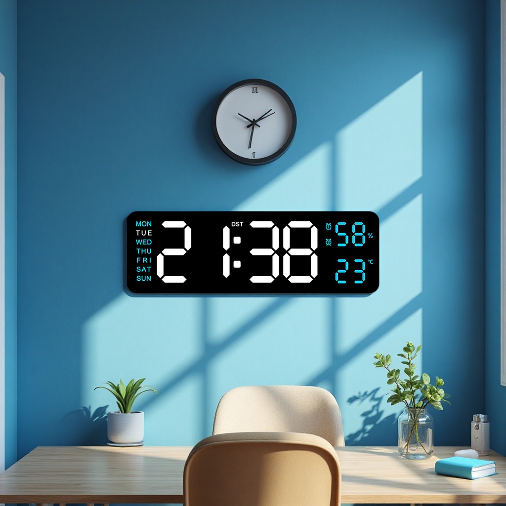 跨境热销电子钟简约多功能长方形大字体闹钟可挂可立6657家饰钟表