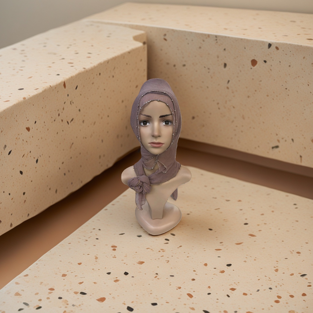 A plain printed square headscarf is a breathable, lightweight and sun-protective scarf for women in summer Application Scenario